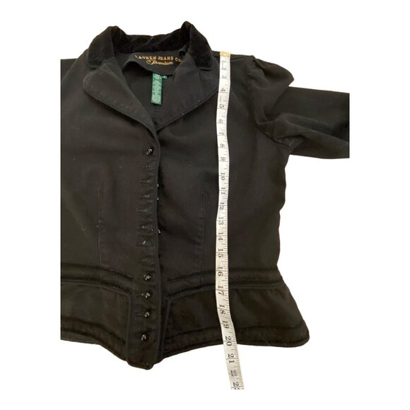 Lauren Jeans Fitted Denim Blazer M Ralph Lauren Black Victorian Jacket VTG - Picture 13 of 15